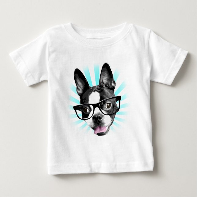 Camiseta Bonita! Hipster Boston Terrier (Frente)