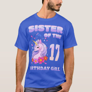 Camiseta Bonita Irmã Do Unicórnio Da 17ª Rapariga De Aniver