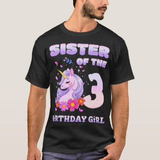 Camiseta Bonita Irmã Do Unicórnio Da aniversário de 3 anos