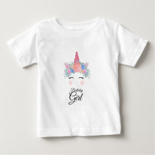 Camiseta Bonita Kawaii Colorida Rainbow Unicorn Birthday Gi
