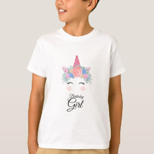 Camiseta Bonita Kawaii Colorida Rainbow Unicorn Birthday Gi