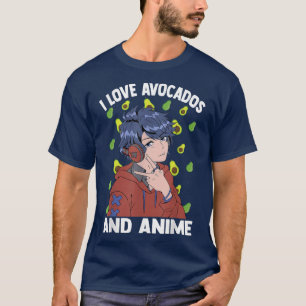 Camiseta Bonita Kawaii Eu Amo Avocados E Cara De Anime Otak