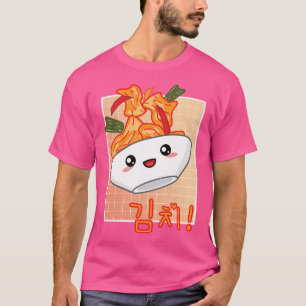 Camiseta Bonita Kawaii Kimchi Retro 90S Comida estética cor