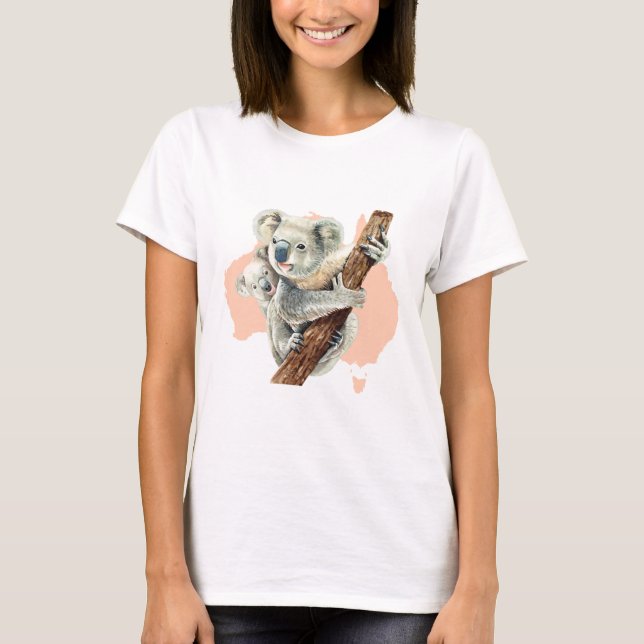 Camiseta Bonita Koala Mãe e Bebê (Frente)