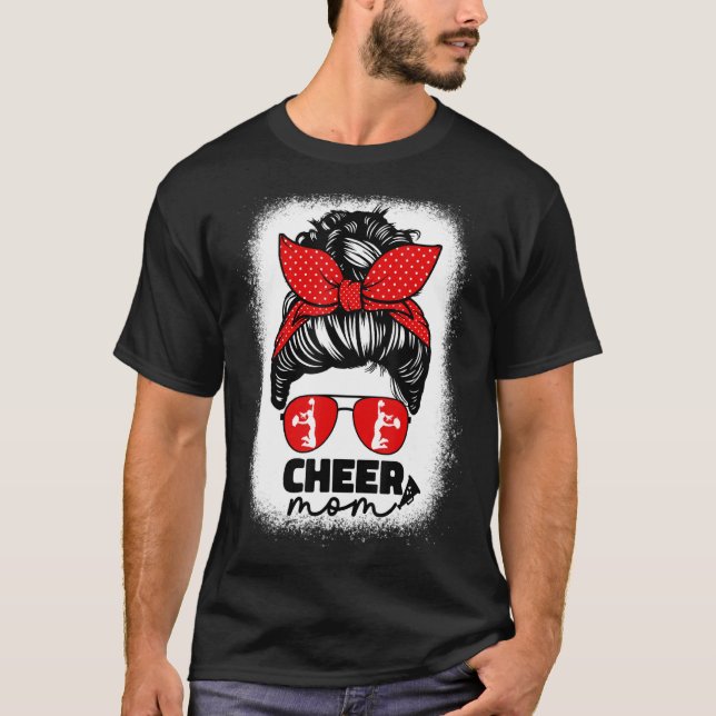 Camiseta Bonita Mãe Para Mulheres Cheerleader Mãe Vermelha (Frente)