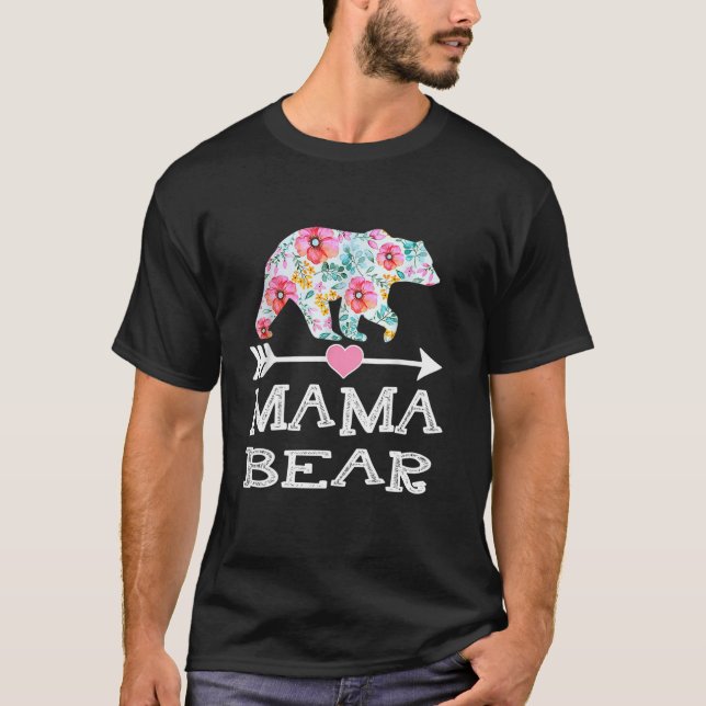 Camiseta Bonita Mãe Ursa Flores do Dia da Mãe Mulheres L (Frente)