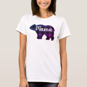 Camiseta Bonita mãe urso dia de as mães roxo
