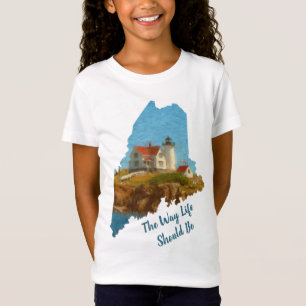 Camiseta Bonita Maine dizendo: "Garota do Farol Nubble"