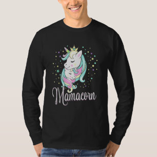 Camiseta Bonita Mamacorn Unicorn Mamãe de fantasia bebê mãe