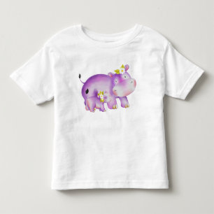 CAMISETA BONITA MAMÃE E BEBÊ, HIPPO PURPLE COM AVISÕES