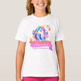 Camiseta Bonita Menina Convidada De Honra Rainbow Unicorn S