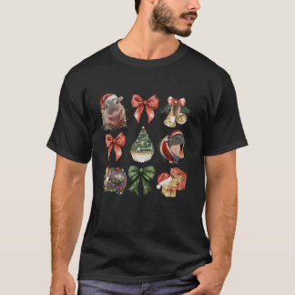 Camiseta Bonita Moo Deng Arco de Natal Baby Pygmy Hi