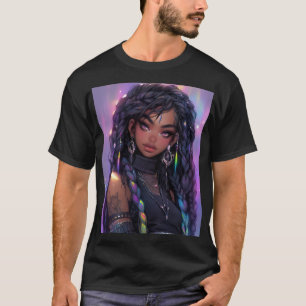 Camiseta Bonita Na moda de Animação de Cabelo Travado