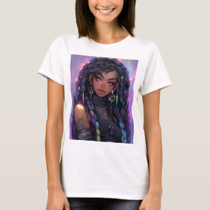 Camiseta Bonita Na moda de Animação de Cabelo Travado