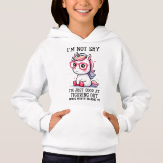 Camiseta Bonita Nerdy Unicorn Girls Hoodie: Tímida e Adoráv