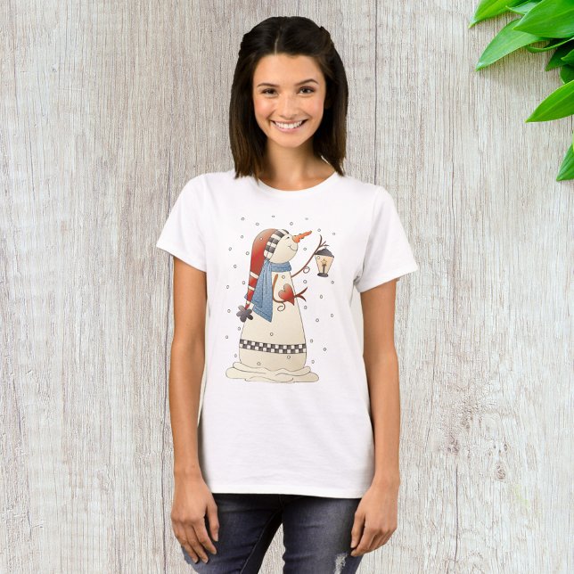 Camiseta Bonita Neve de inverno com Lanterna (Criador carregado)