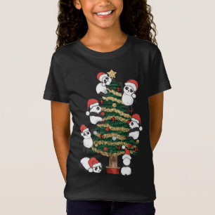 Camiseta Bonita Panda Panda Natal Árvore Santa Hat Família