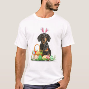 Camiseta Bonita Páscoa do dia de Dachshund Coelhinhos Ovos