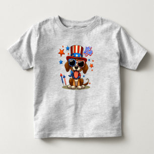 Camiseta Bonita, patriótica 4 de julho de cachorro/cachorri