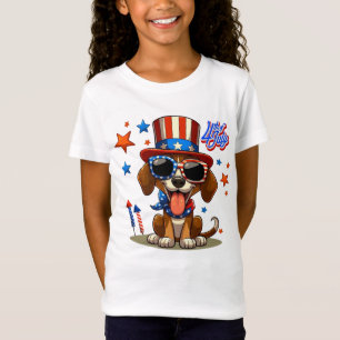 Camiseta Bonita, patriótica 4 de julho de cachorro/cachorri
