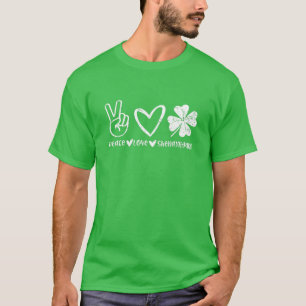 Camiseta Bonita Paz Amor Shenanigans Shamrock Happy Rua Pat