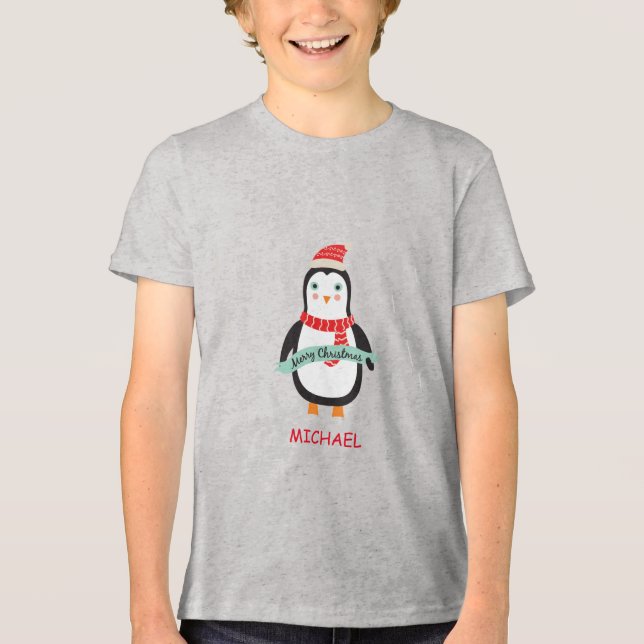 Camiseta Bonita Penquin "Feliz Natal" Personali (Frente)