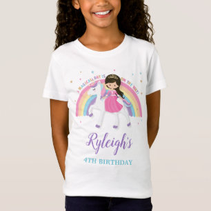 Camiseta Bonita Princesa e Unicórnio Arco-Íris, Aniversário