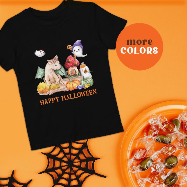 Camiseta Bonita Pumpkin Halloween Fantasy Dinossauro (Criador carregado)
