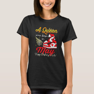 Camiseta Bonita Rainha Foi Nascer Em Maio Meninas Crianças