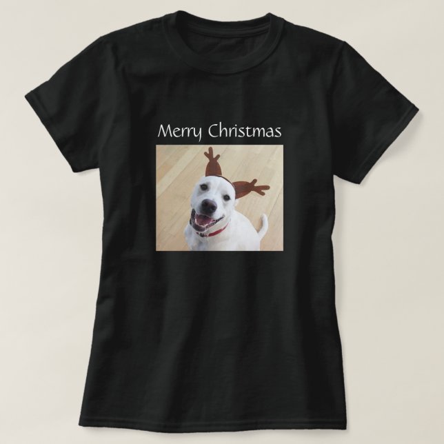 Camiseta Bonita Rebelde Branca Sorridente Cachorro Cachorro (Frente do Design)