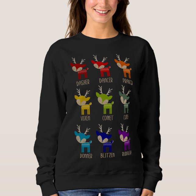 Camiseta Bonita Reindeer Arco-Íris Tacky Natal (Frente)