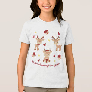 Camiseta Bonita Reindeer Feriados de Natal Em Crianças Mode