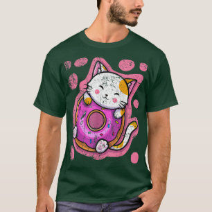 Camiseta Bonita Rosquinha de Gato de Kawaii, japonesa, mulh