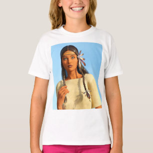 Camiseta Bonita roupa de Indígenas de mulher nativa america