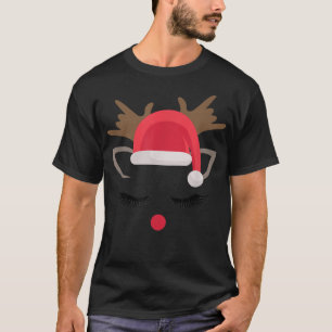 Camiseta Bonita Rudolph Reindeer Face Feliz Papais noeis de