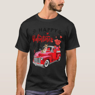 Camiseta Bonita Sheltie Dog Red Truck Namorados Feliz Dia V