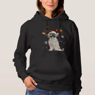 Camiseta Bonita Shh Tzu Christmas Reindeers Luzes de Natal