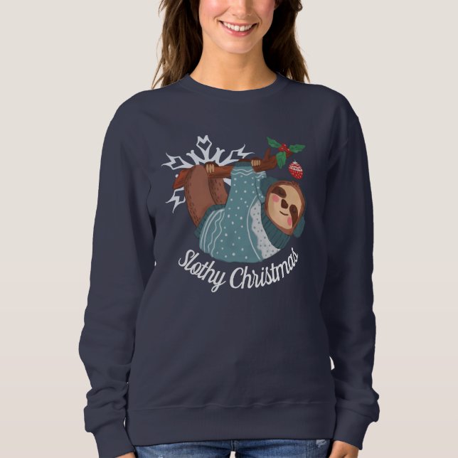 Camiseta Bonita Sloth no Sweater por um Natal Sólido (Frente)
