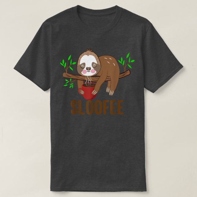 Camiseta Bonita Sloth Prende-Se Com O Cachorro E Segurando  (Frente do Design)