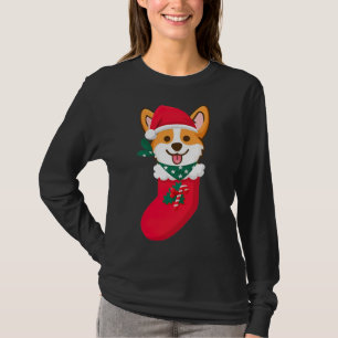 Camiseta Bonita Surpresa De Corgi De Natal Na Meia Cor