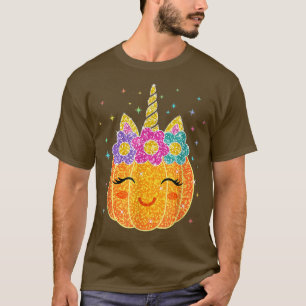 Camiseta Bonita Unicórnio Pumpkin Dia das Bruxas Dia de Açã