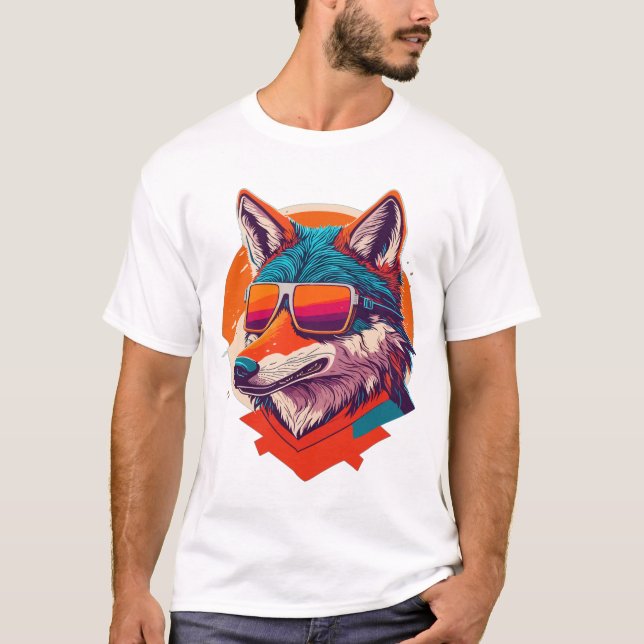 CAMISETA BONITA WOLF VESTINDO VIDRO. (Frente)