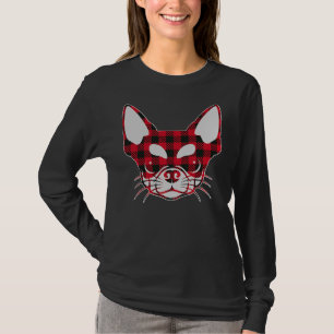 Camiseta Bonita Xadrez Vermelha Buffalo Chihuahua Face Nata