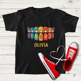 Camiseta Bonitas bonecas Kokeshi japonesas