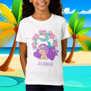 Camiseta bonitinha de sereia de praia, garotas adicionam no