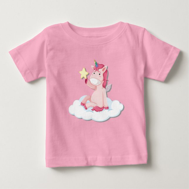 Camiseta Bonitinha Rosa Unicórnio (Frente)