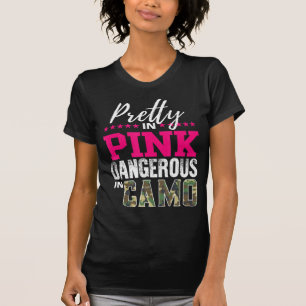 Camiseta Bonito A Rosa Perigoso Na Garota Caçadora De Camo