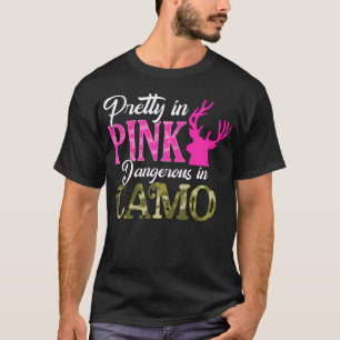 Camiseta Bonito A Rosa Perigoso Na Garota Caçadora De Camo