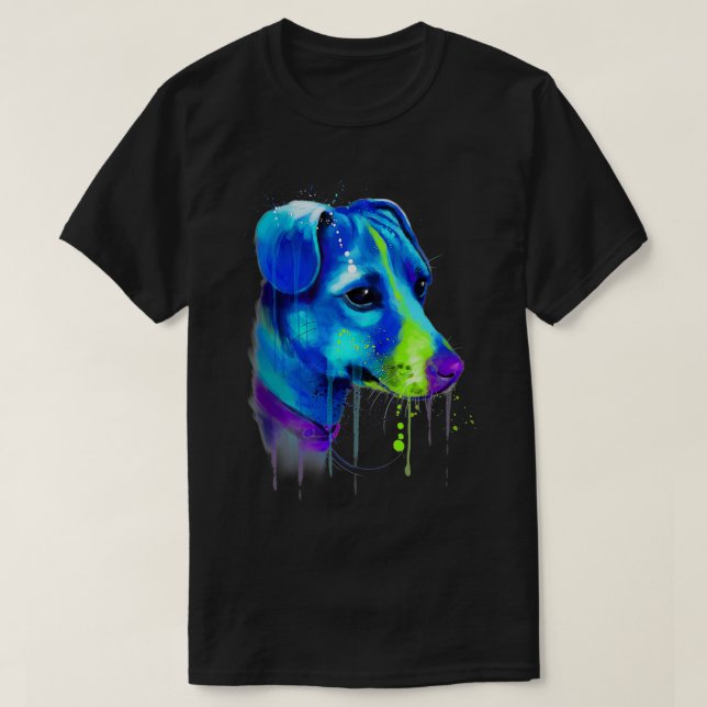 Camiseta Bonito Abstrato Jack Russell, Pintura Watercolor (Frente do Design)