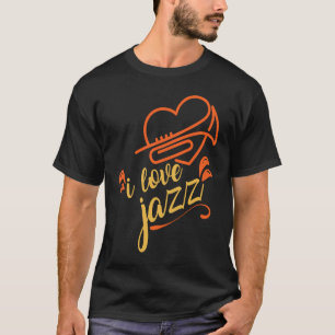 Camiseta Bonito Adoro Música Jazz Heart Trumpet Jazz